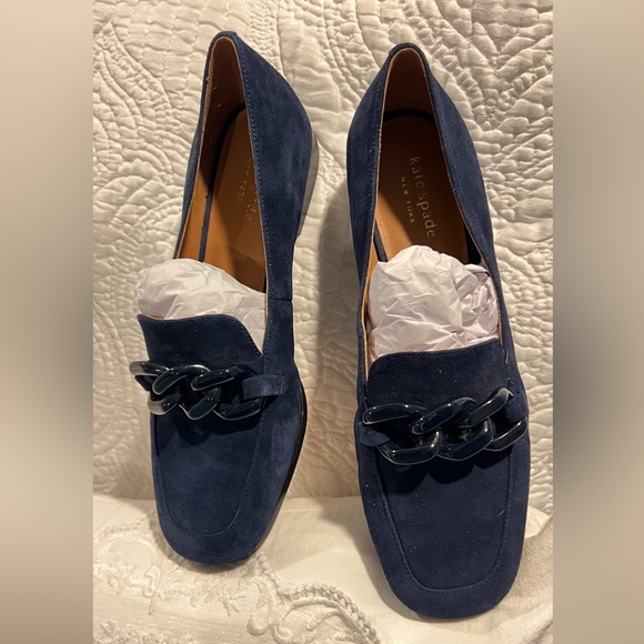 kate spade Shoes - Kate Spade Rowan Women Slip On Chained Moc Toe Loafers Blazer Blue New size 8